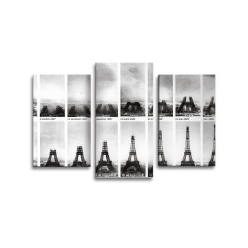Obraz - 3-dílný Eiffelova věž stavba