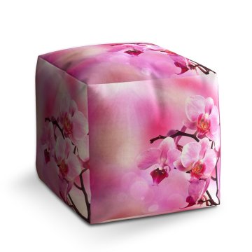 Taburet Cube Květy orchideje: 40x40x40 cm