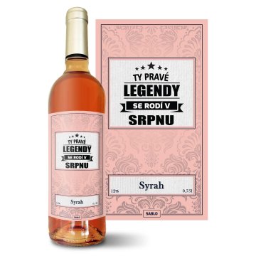 Růžové víno Ty pravé legendy se rodí v srpnu: 0,75 l 