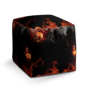 Taburet Cube Červený oheň: 40x40x40 cm