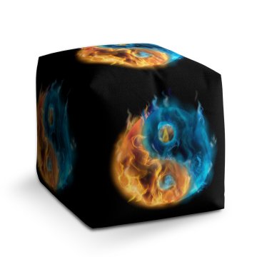 Taburet Cube Ohnivé jin a jang: 40x40x40 cm