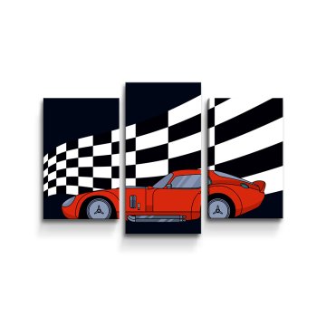 Obraz - 3-dílný Závodní auto