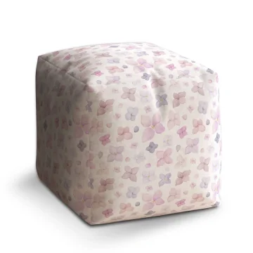 Taburet Cube Malé fialové květy