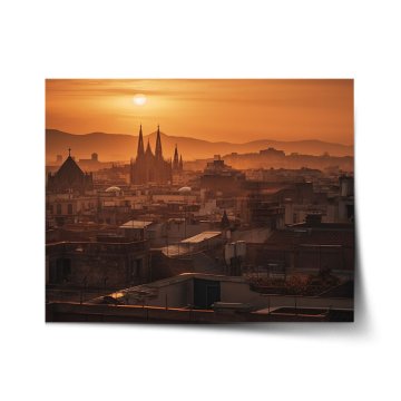 Plakát Barcelona Night Skyline