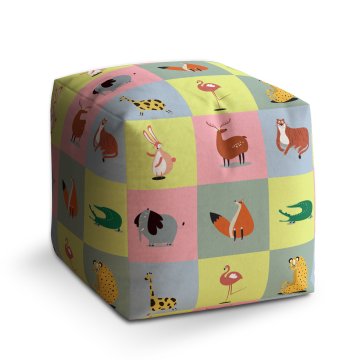 Taburet Cube Zvířátka ze Zoo: 40x40x40 cm