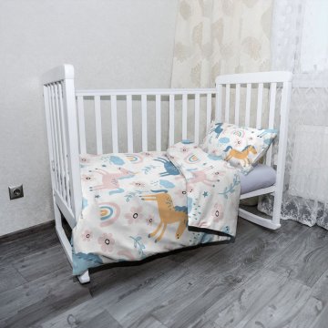 Mikroplyšové dětské povlečení do postýlky Duhoví jednorožci