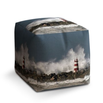 Taburet Cube Maják ve vlnách: 40x40x40 cm