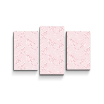 Obraz - 3-dílný Růžové papírové vlaštovky