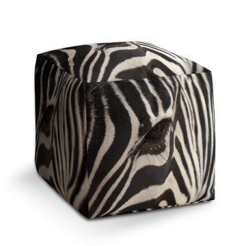 Taburet Cube Detail zebra: 40x40x40 cm