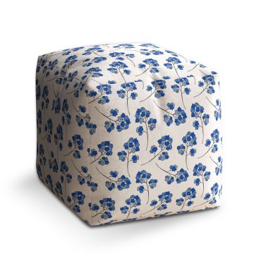 Taburet Cube Modré kvítí: 40x40x40 cm