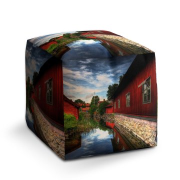 Taburet Cube Červený dům: 40x40x40 cm