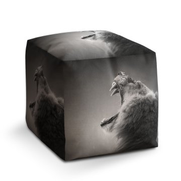 Taburet Cube Řvoucí lev: 40x40x40 cm