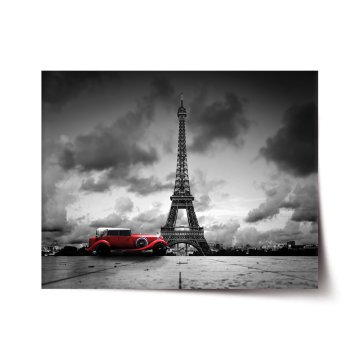 Plakát Eiffelova věž a červené auto