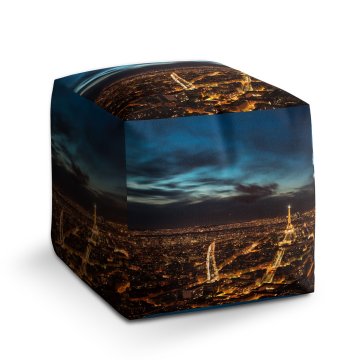 Taburet Cube Noční Paříž: 40x40x40 cm