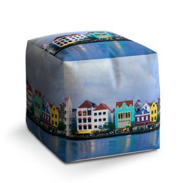Taburet Cube Domky u moře: 40x40x40 cm