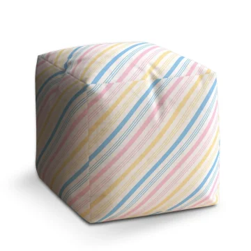 Taburet Cube Tříbarevné pruhy