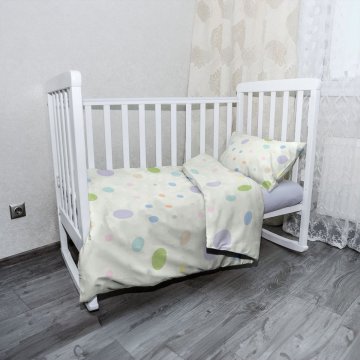 Mikroply&scaron;ov&eacute; dětsk&eacute; povlečen&iacute; do post&yacute;lky Tř&iacute;barevn&eacute; punt&iacute;ky