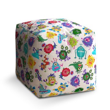 Taburet Cube Barevné příšerky: 40x40x40 cm