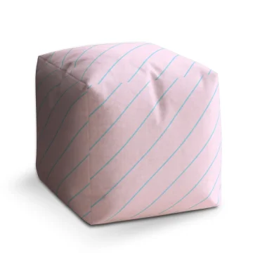 Taburet Cube Modré pruhy na růžové