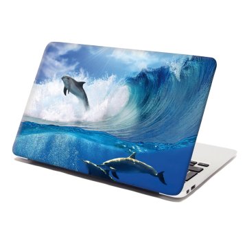 Samolepka na notebook Delfíni ve vlnách