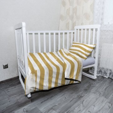 Mikroplyšové dětské povlečení do postýlky Zlaté pruhy