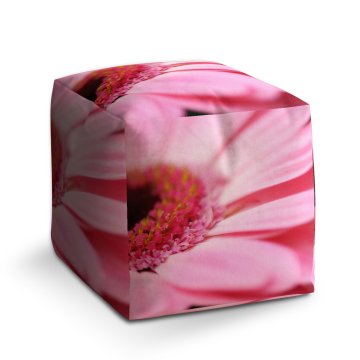 Taburet Cube Růžová gerbera: 40x40x40 cm