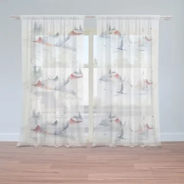 Vánoční záclony Zimní pohoda: 2ks 150x250cm