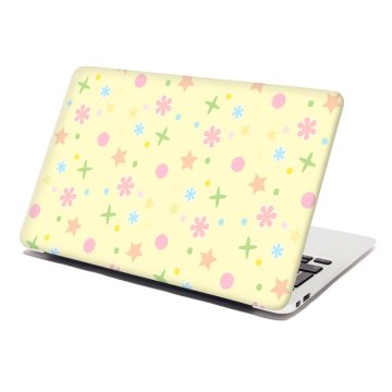 Samolepka na notebook Hvězdy, květy a puntíky