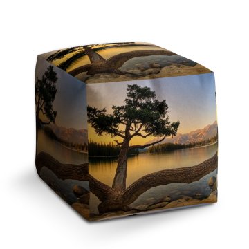 Taburet Cube Strom u jezera: 40x40x40 cm