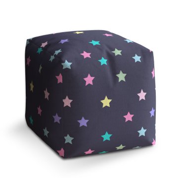 Taburet Cube Hvězdy na modré: 40x40x40 cm