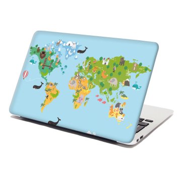 Samolepka na notebook Zvířecí mapa světa