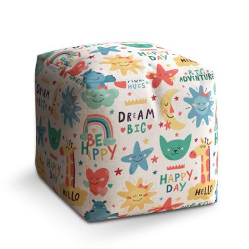 Taburet Cube Happy day: 40x40x40 cm