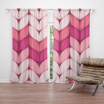 Závěs Tříbarevné růžové pletení: 2ks 140x250cm