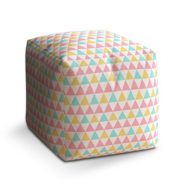 Taburet Cube Tříbarevné trojúhelníky: 40x40x40 cm