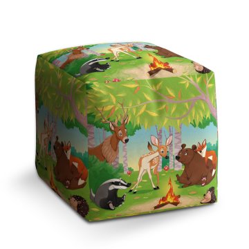 Taburet Cube Lesní zvířátka 2: 40x40x40 cm