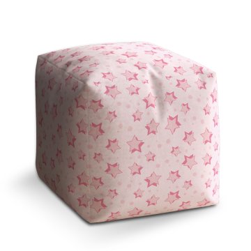 Taburet Cube Růžové hvězdy: 40x40x40 cm