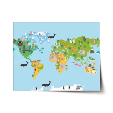 Plakát Zvířecí mapa světa