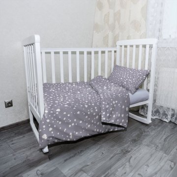 Mikroplyšové dětské povlečení do postýlky Bílé flíčky na fialové
