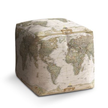 Taburet Cube Mapa světa: 40x40x40 cm
