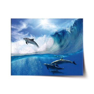 Plakát Delfíni ve vlnách