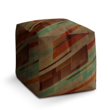 Taburet Cube Hnědá abstrakce: 40x40x40 cm