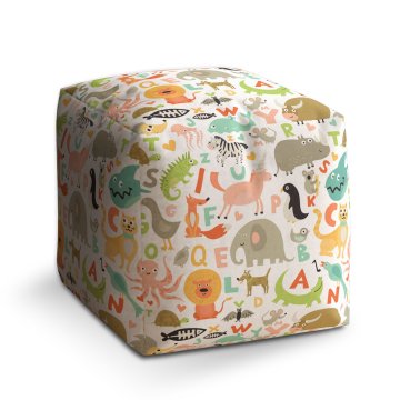 Taburet Cube Zoo abeceda: 40x40x40 cm