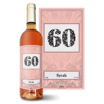 Růžové víno k 60. narozeninám: 0,75 l 