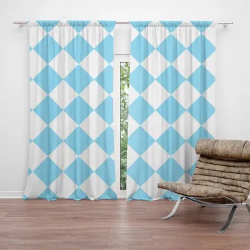 Závěs Bílomodré kosočtverce: 2ks 140x250cm