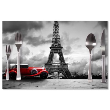 Prostírání Eiffelova věž a červené auto: 40x30cm