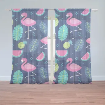 Záclony Růžoví plameňáci: 2ks 150x250cm