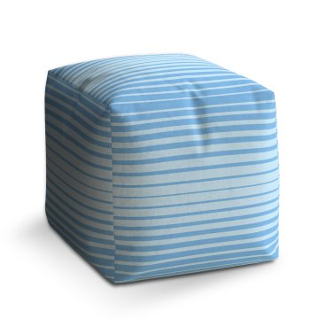 Taburet Cube Světle modré pruhy: 40x40x40 cm