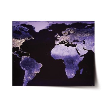 Plakát Světelná mapa světa