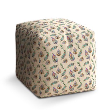 Taburet Cube Paví peříčka: 40x40x40 cm