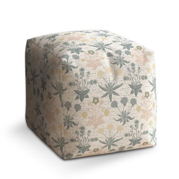 Taburet Cube Šedé květiny: 40x40x40 cm